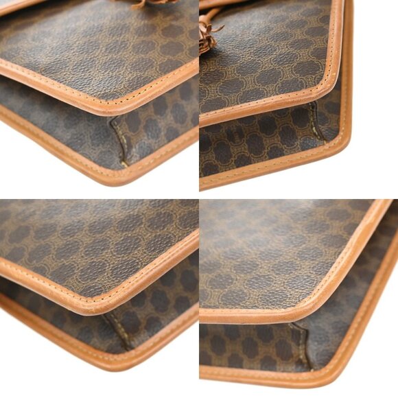 CELINE Logo Macadam Pattern Shoulder Bag PVC Leather Brown GHW Italy 36YH758 - Picture 7 of 16